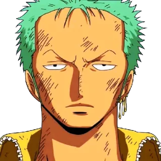 😑 3adf34d0 Zoro One Piece anime, pedang, bekas luka, rambut hijau, bajak laut telegram sticker
