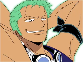 😎 6b5d3e42 Zoro One Piece Anime, Bajak laut, Pendekar pedang, Rambut hijau telegram sticker