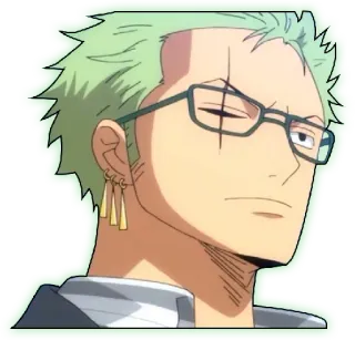 🤓 ee37321c Zoro One Piece Anime, Bajak laut, Pendekar pedang, Roronoa, Kacamata telegram sticker