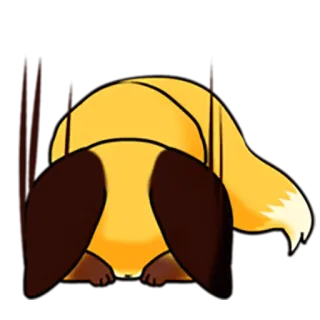 🙇 547d0c7e 동물, 여우, 귀여운, 만화, 노란색, 엉덩이 telegram sticker