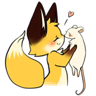 😊 6d43d043 여우, 쥐, 우정, 만화, 동물, 귀여운 telegram sticker