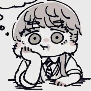 💊 3ceb32f6 cartoon, thinking, anime, cute, school uniform whatsapp sticker