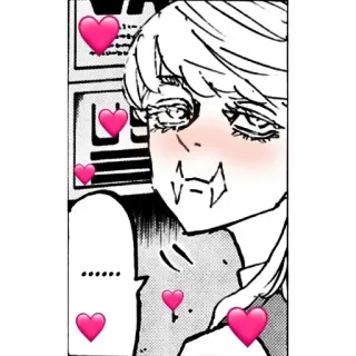 😐 e8d5e132 ...... anime, hearts, fang, cute whatsapp sticker