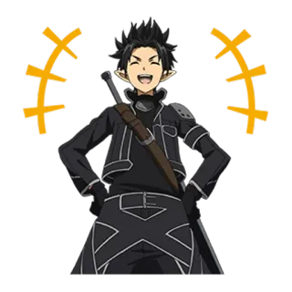 😂 0ca8262c อนิเมะ, ตัวละคร, ยิ้ม, เอลฟ์, ดาบ telegram sticker