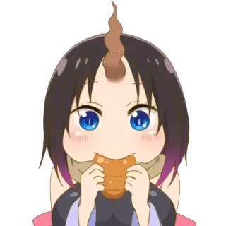 🥐 0590bb44 Elma Miss Kobayashi's Dragon Maid Elma, dragón, anime, dibujos animados, lindo, comiendo telegram sticker