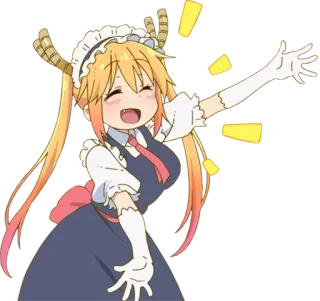 🙌 3c0142f4 Tohru Miss Kobayashi's Dragon Maid Anime, Dragón, Maid, Kawaii, Dibujos animados, Tohru telegram sticker