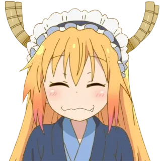 😖 53e61422 Tohru Miss Kobayashi's Dragon Maid Anime, Dragón, Sirvienta, Lindo, Fantasía, Cuernos, Feliz telegram sticker