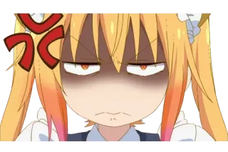 ☹ 5430b3e2 Tohru Miss Kobayashi's Dragon Maid Anime, Dibujos animados, Enojado, Dragón, Tohru telegram sticker