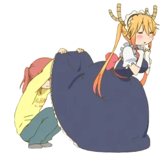 😏 7a54b16f Tohru Miss Kobayashi's Dragon Maid Anime, Dragón, Sirvienta, Lindo, Divertido telegram sticker
