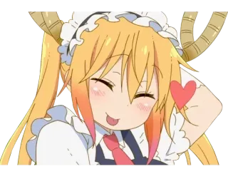 😋 9facc082 Tohru Miss Kobayashi's Dragon Maid Anime, Dragón, Maid, Lindo, Kawaii, Corazón telegram sticker