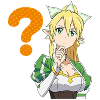 ❓ 803112e5 Leafa Sword Art Online Anime, Charakter, Frage, Denken, Elf, Leafa telegram sticker
