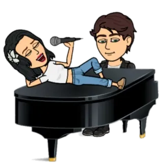 🎼 2f6b8a09 piano, muziek, zingen, microfoon, cartoon, bitmoji, koppel telegram sticker
