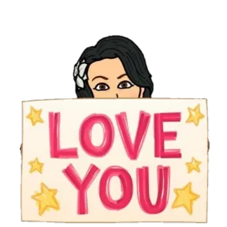 💜 37a9b6f0 LOVE YOU liefde, bitmoji, cartoon, sticker, liefdevol, sterren, groet telegram sticker