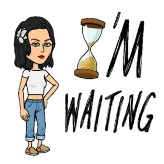 🙄 57f87b08 I'M ALWAYS Bitmoji, zandloper, tijd, cartoon, vrouw telegram sticker