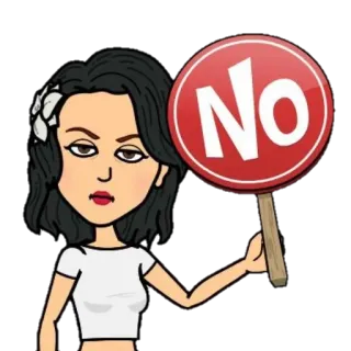 😒 87643d35 No nee, bitmoji, vrouw, afwijzing, verbod, negatief telegram sticker