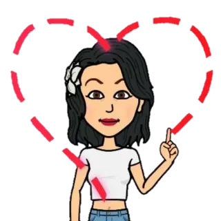 💜 8ecc4297 Bitmoji, Cartoon, Avatar, Meisje, Hart, Digitale kunst, Wijsvinger, Vrouw telegram sticker