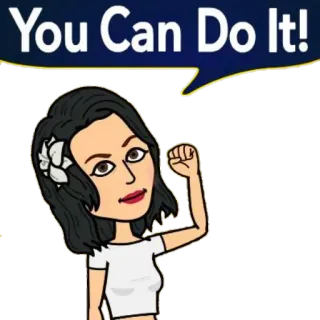 💪 d38d8727 You Can Do It! vrouw, cartoon, aanmoediging, Bitmoji, motivatie, positief telegram sticker
