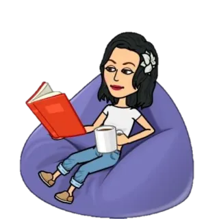 💆 fefc392d lezen, cartoon, vrouw, boek, koffie, ontspannen telegram sticker