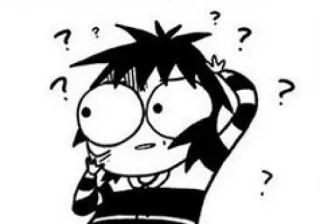 🤔 4133bba2 cartoon, question marks, confused, thinking, expression, anime whatsapp sticker