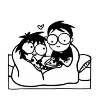 😘 269ec0e2 amor, pareja, cama, dibujos animados, pizza, lindo, romance whatsapp sticker