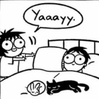 😍 cfd452c7 Yaaayy. dibujo animado, celebración, cómic, lindo, cama, feliz whatsapp sticker