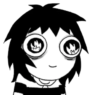 😊 24347186 Anime, Kartun, Karakter, Api, Mata, Hitam putih whatsapp sticker