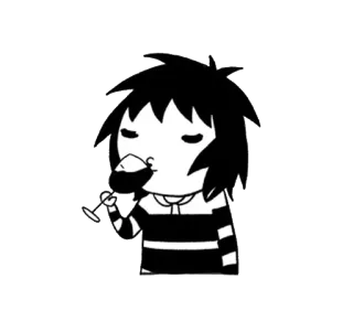 😋 a7fce028 anime, minum, anggur, kartun, wanita, hitam putih whatsapp sticker
