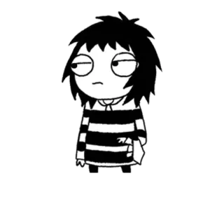 😒 effcf305 Emily the Strange Gothic, Emo, Imut, Kartun, Karakter, Emily the Strange, Kaos bergaris whatsapp sticker