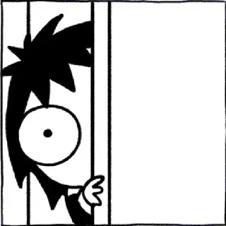 😶 0b8eccb1 Hoạt hình, Nhân vật, Mắt, Nhìn trộm, Tường, Trắng đen whatsapp sticker