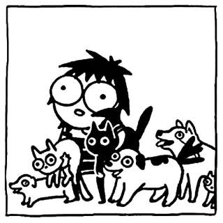 😳 15f0250e cartone animato, disegno, persona, gatto, cane, animali, illustrazione telegram sticker