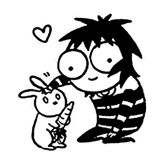 ☺️ 2064c693 cartone animato, coniglio, carota, carino, cuore, illustrazione telegram sticker