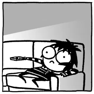 😒 37dfeab8 cartone animato, divano, telecomando, annoiato, tv, guardando, pigro telegram sticker