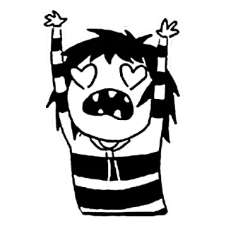 😍 b23ad743 cartone animato, occhi a cuore, amore, eccitato, personaggio, bianco e nero telegram sticker