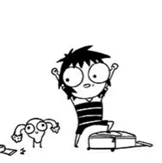 ✨ e746144b kartun, ilustrasi, rahim, gadis, koper whatsapp sticker