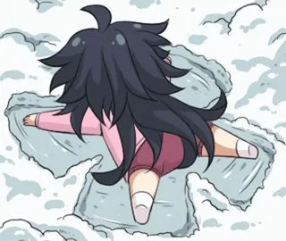 🎈 57f2c2a5 ángel de nieve, nieve, invierno, tumbado, anime, dibujos animados, frío whatsapp sticker