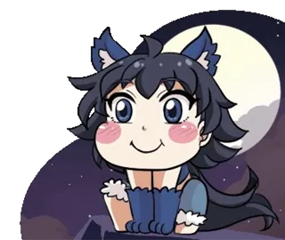 🎈 8481be16 Anime, Kawaii, Chica lobo, Antro, Luna, Noche whatsapp sticker