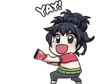 🎈 c2b83600 YAY! animando, emocionado, anime, celebración, dibujos animados, confeti, diversión, alegría whatsapp sticker