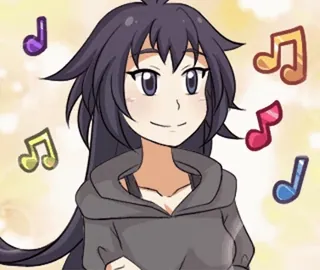 🎈 d90700b0 chica anime, notas musicales, dibujos animados, retrato, ilustración whatsapp sticker