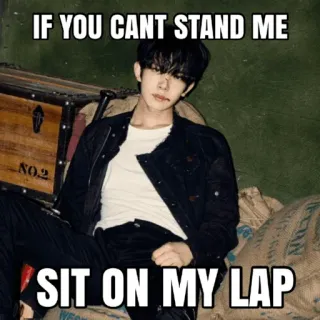 😄 9b71a954 IF YOU CANT STAND ME SIT ON MY LAP ミーム, ジョーク, 面白い, テキスト, 膝 telegram sticker