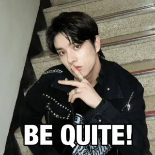 ☝️ aaad585f BE QUITE! 静かに, シー, 沈黙, 静か, 人, 男性, KPOP telegram sticker
