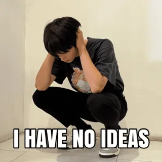 ❓ c954b345 I HAVE NO IDEAS アイデアなし, 思考中, ミーム, 人, イライラ telegram sticker