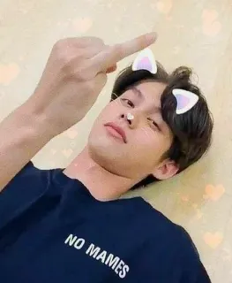 🖕 0a18d6cf NO MAMES 가운데 손가락, 모욕적인 제스처, 고양이 귀, 남자, 모욕, 스티커 telegram sticker