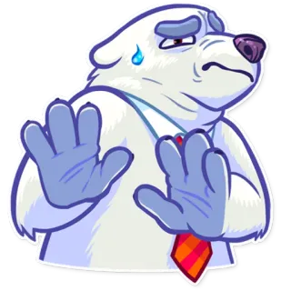 😓 d955b1a5 bear, animal, sticker, white, hands up, stop telegram sticker