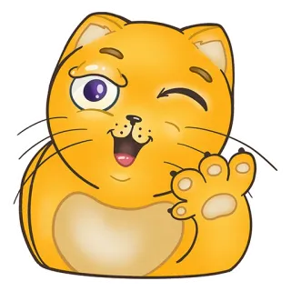 👋 111b279c Katze, winkend, Cartoon, süß, freundlich, Tier, orange Katze whatsapp sticker
