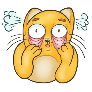 😳 634805ca Katze, Cartoon, Sticker, müde, erschöpft, gestresst, lustig, süß, Tier whatsapp sticker