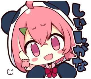 🤷‍♀️ 9c64bb01 ししがな anime, cute, panda, pink hair, kawaii whatsapp sticker