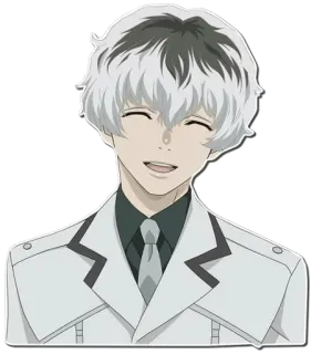 🖤 5a049cb5 Kaneki Ken Tokyo Ghoul anime, manga, smiling, white hair, ken kaneki telegram sticker