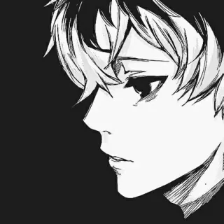 🖤 bc266860 anime, manga, portrait, monochrome, character, illustration telegram sticker