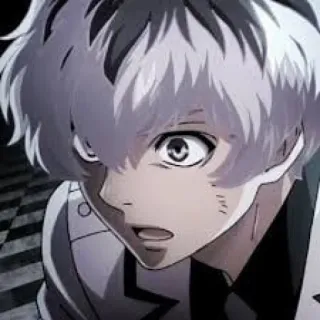 😰 85696bcd Anime, Mangá, Personagem, Cabelo preto e branco, Emocional, Ilustração telegram sticker
