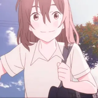 💗 a5ba44b6 Anime Mädchen, Schuluniform, fröhlich, süß, lächelnd, Umhängetasche telegram sticker